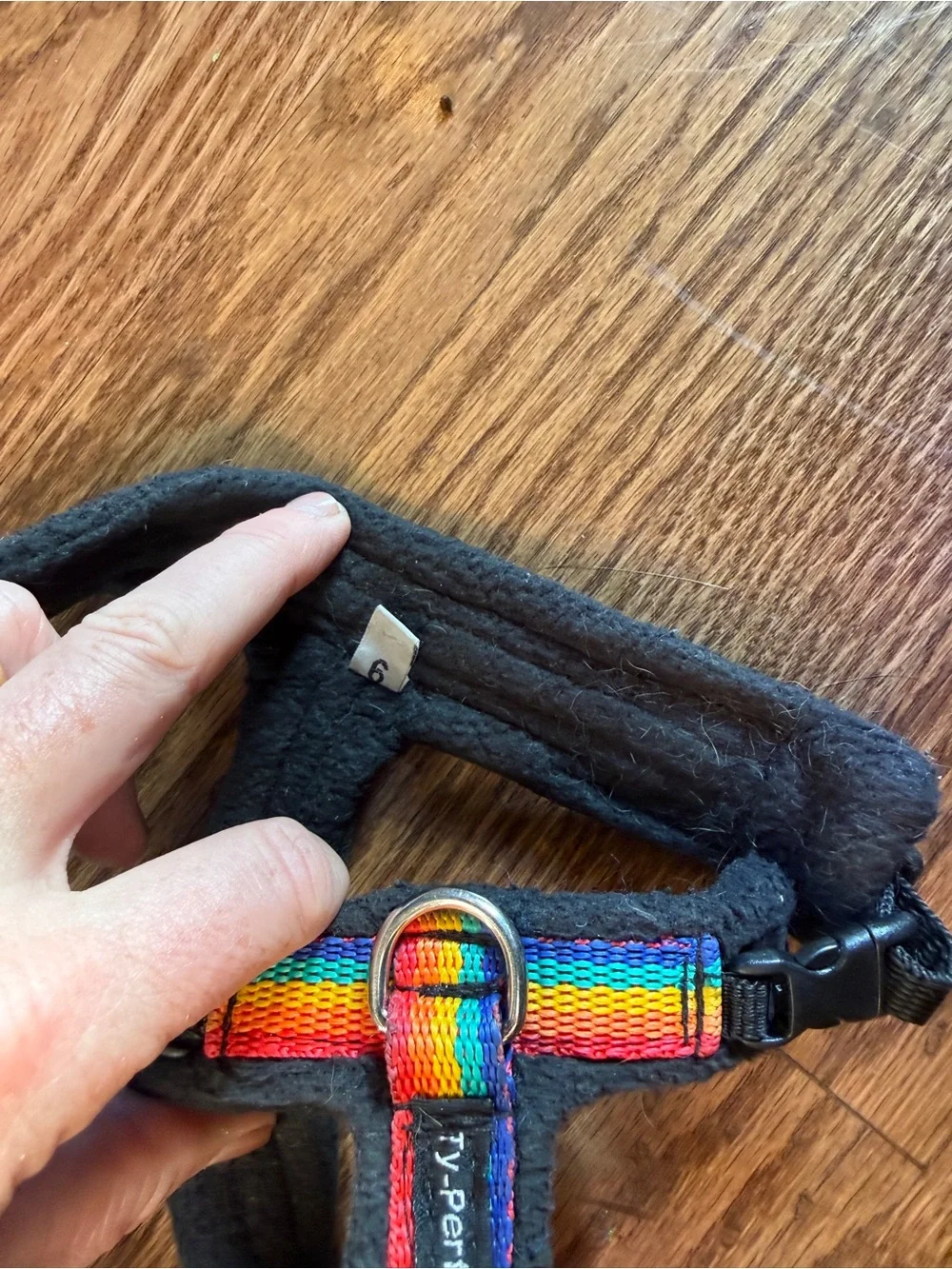 Perfect Fit Rainbow Padded Dog Harness - Black with Rainbow Stripe